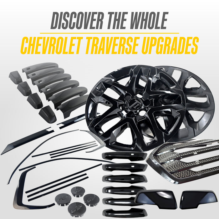 Gloss black wheel cap set for 2019 Chevrolet Traverse CCAP6808BLK