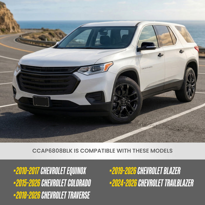 Gloss black wheel cap set for 2021 Chevrolet Traverse CCAP6808BLK