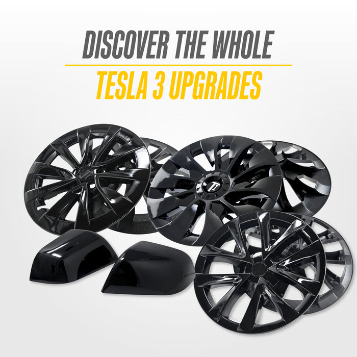 2022 Tesla Model 3 Gloss Black Mirror Covers MC6372BLK - Image 7