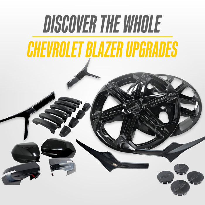 Gloss black wheel cap set for 2024 Chevrolet Blazer CCAP6808BLK