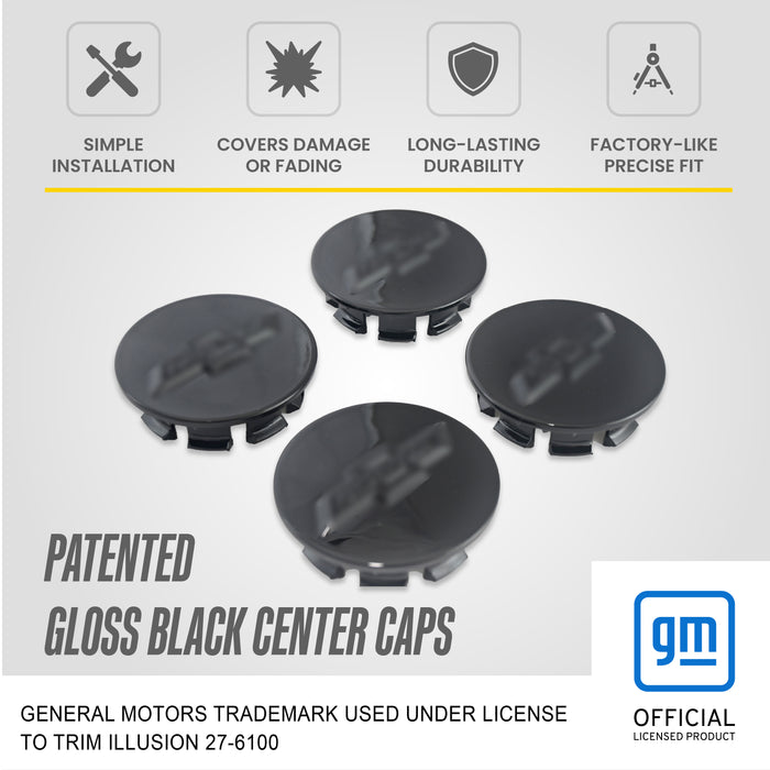 Gloss black wheel cap set for 2025 Chevrolet Trailblazer CCAP6808BLK