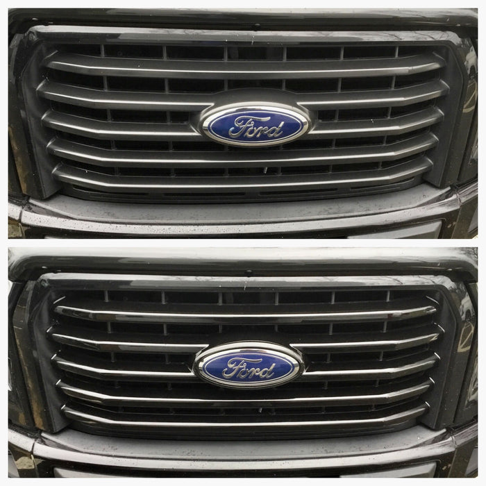 ABS6411BLK chrome delete grille overlay ford f150 close up