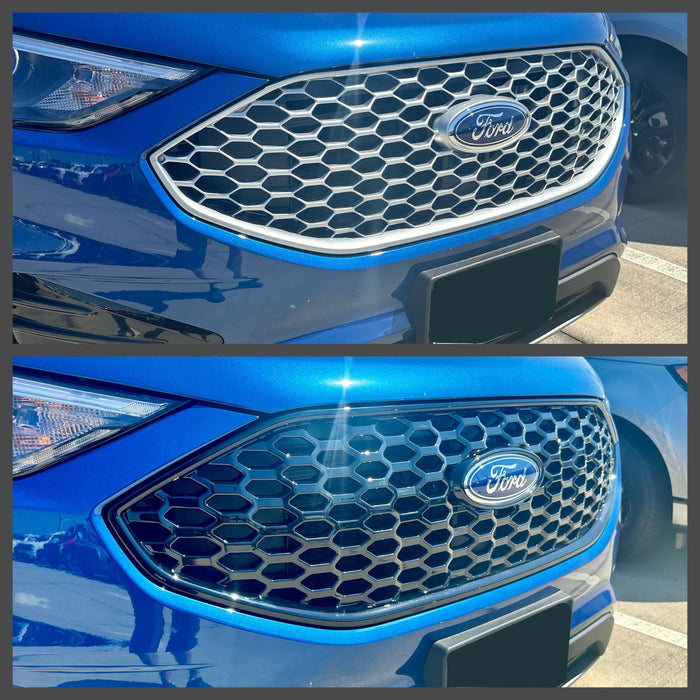 ABS6525BLK chrome delete grille overlay before and after