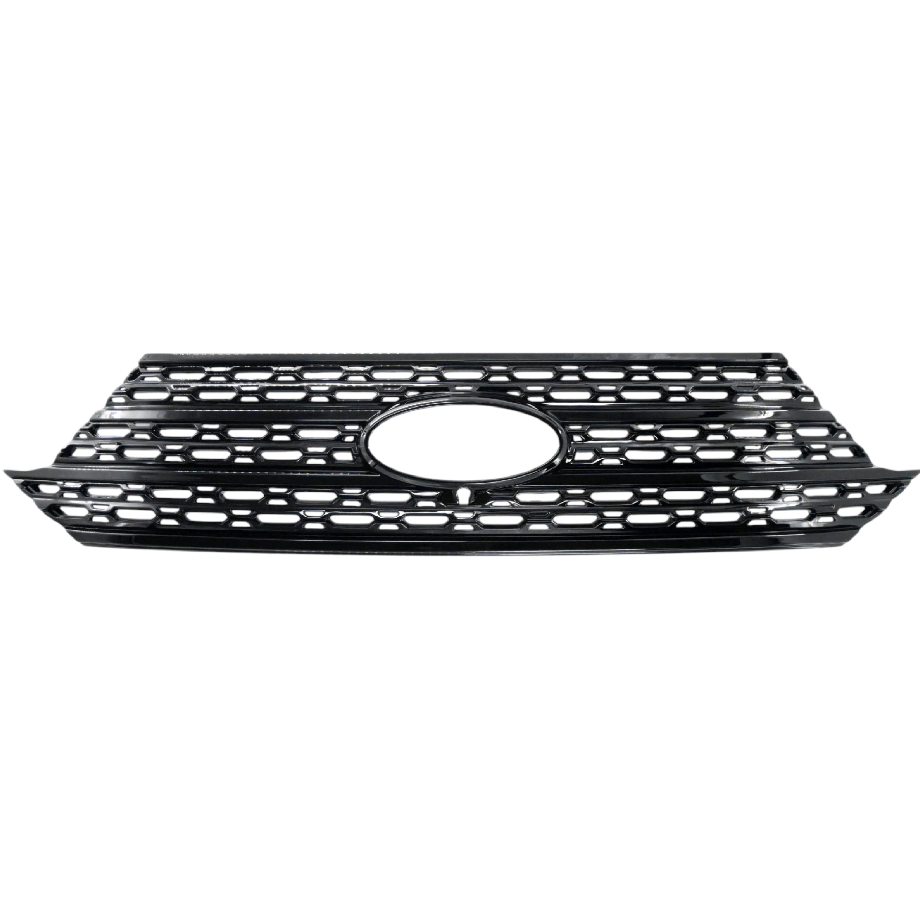 Grille Overlay (With Front Camera), Gloss Black 1-Piece Snap-on Tape-on Grill Cover Compatible with 2020-2024 Ford Explorer Limited