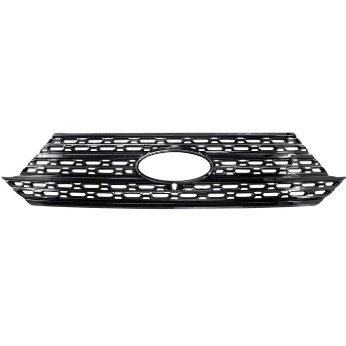 Grille Overlay (With Front Camera), Gloss Black 1-Piece Snap-on Tape-on Grill Cover Compatible with 2020-2024 Ford Explorer Limited