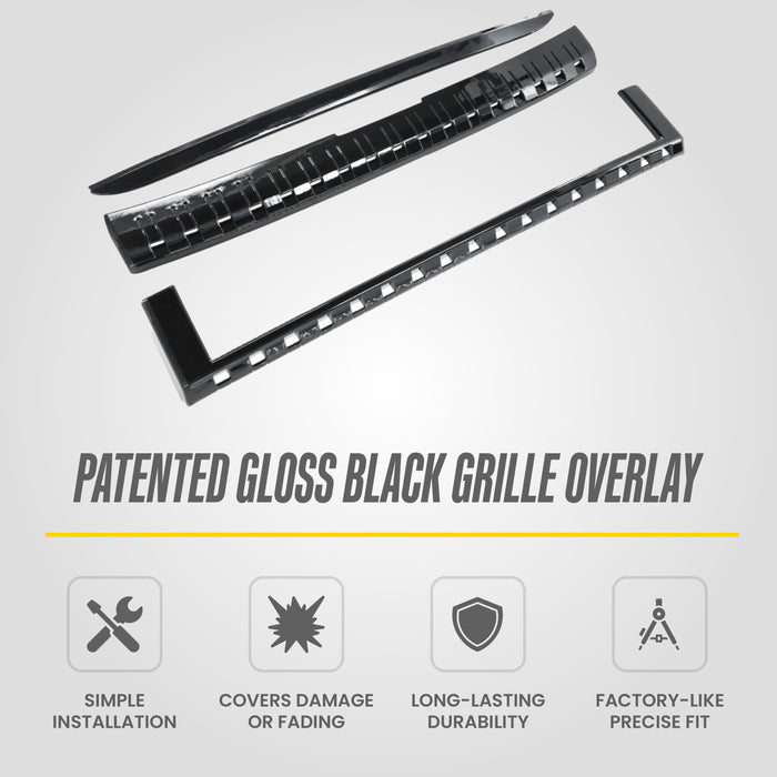 Chrome Delete Grille Overlay for 2024-2026 Toyota Land Cruiser - Gloss Black Trim Overlay