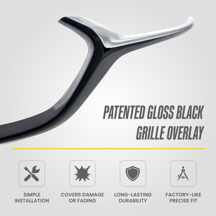 Trim Illusion ABS6596BLK Chrome Delete Grille Overlay for 19-26 Mazda 3 | Fits Base, Preferred, Select, Premium and more. Tape-on Gloss Black ABS Grille Overlay 2 PCS kit. U.S. Patented