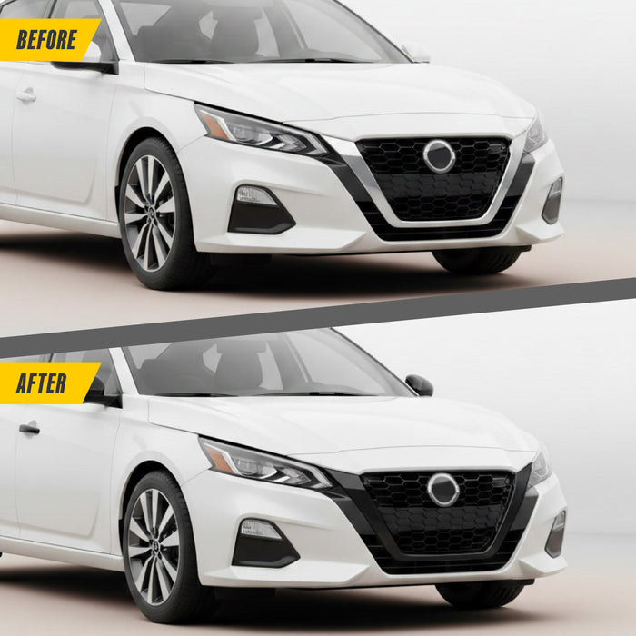 Grille Trim Overlay Compatible, Gloss Black V-Motion Side Accent Covers, 2 PC Tape-on Set 2023-2025 Nissan Altima - ABS6800BLK