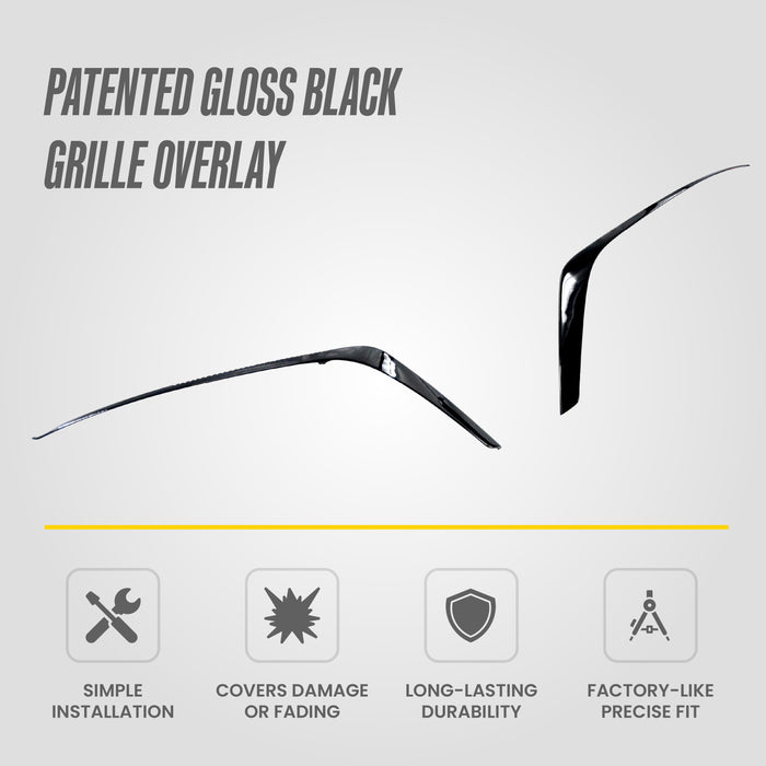 Grille Trim Overlay Compatible, Gloss Black V-Motion Side Accent Covers, 2 PC Tape-on Set 2023-2025 Nissan Altima - ABS6800BLK