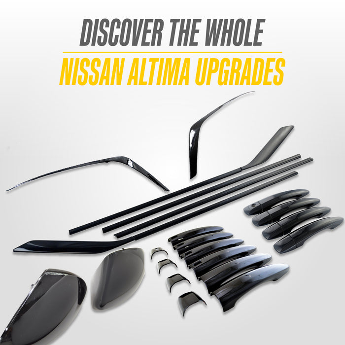 Grille Trim Overlay Compatible, Gloss Black V-Motion Side Accent Covers, 2 PC Tape-on Set 2023-2025 Nissan Altima - ABS6800BLK