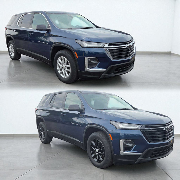 Chevy Traverse before and after chrome delete trim accessories