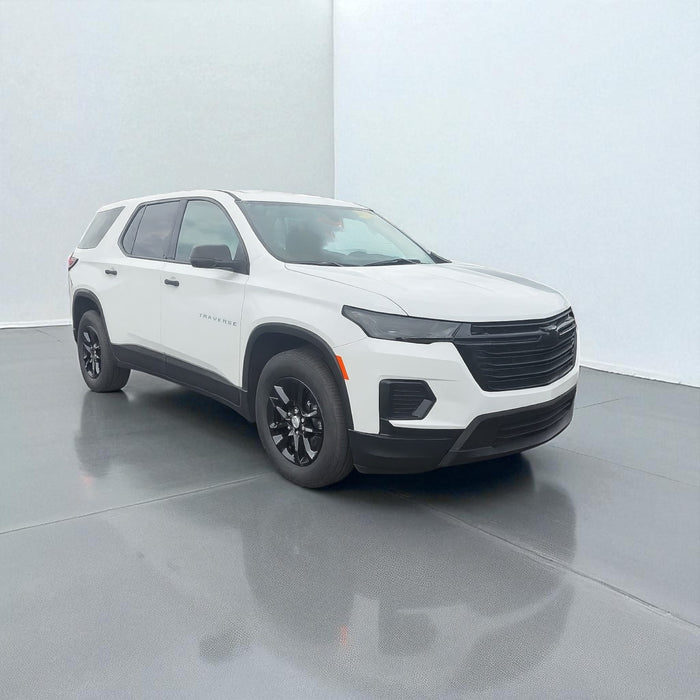 Chevy traverse with chrome delete grille overlay