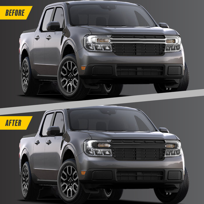 Chrome Delete Gloss Black Grille Bar Overlay | Compatible with Ford Maverick 2022-2024 | ABS6810BLK