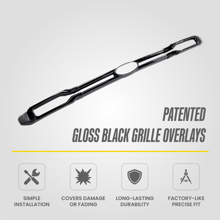 Chrome Delete Gloss Black Grille Bar Overlay | Compatible with Ford Maverick 2022-2024 | ABS6810BLK