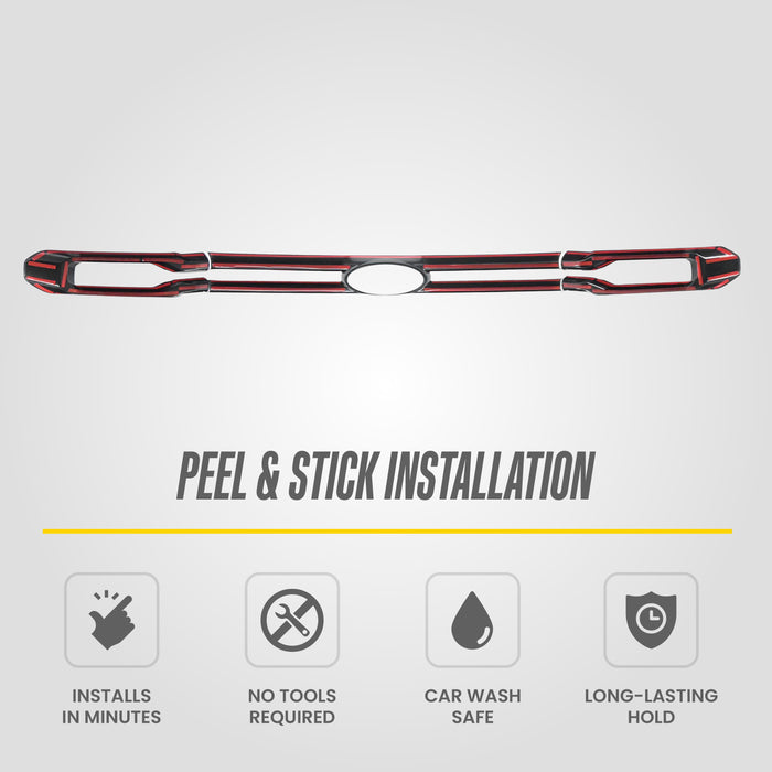 Chrome Delete Gloss Black Grille Bar Overlay | Compatible with Ford Maverick 2022-2024 | ABS6810BLK