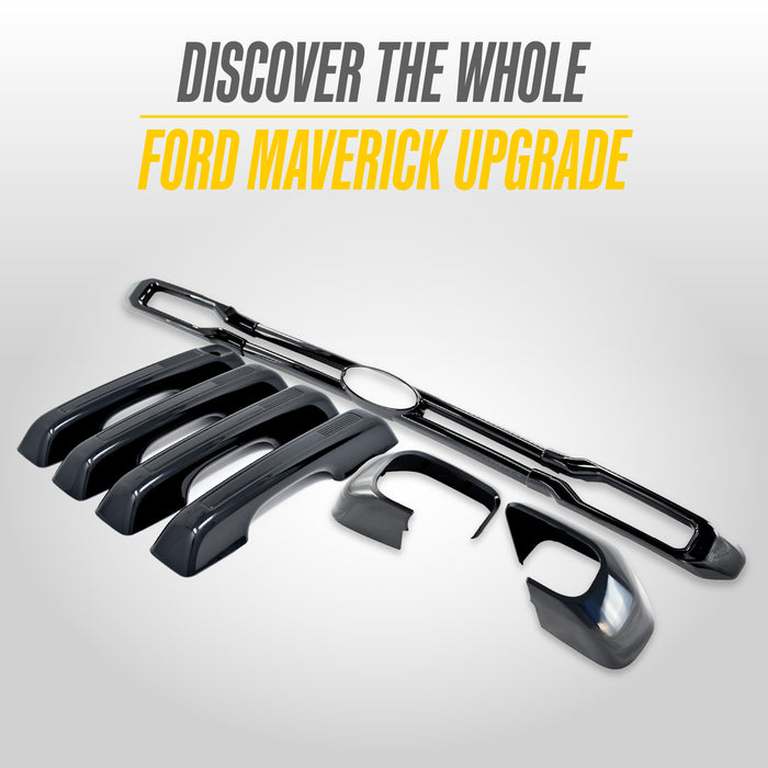 Chrome Delete Gloss Black Grille Bar Overlay | Compatible with Ford Maverick 2022-2024 | ABS6810BLK