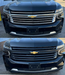chrome delete grille overlay for chevy tahoe high country before and after install
