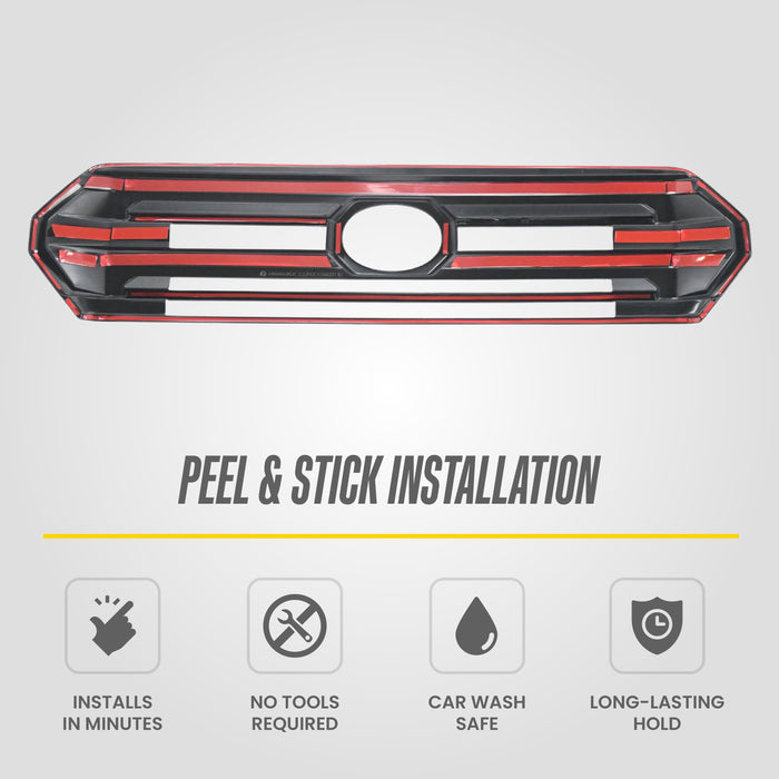 Trim Illusion ABS6851BLK Chrome Delete Grille Overlay for 24-26 Toyota Tacoma - Fits SR/SR5. Tape-on Gloss Black ABS Grille Overlay 1 PCS kit. U.S. Patented
