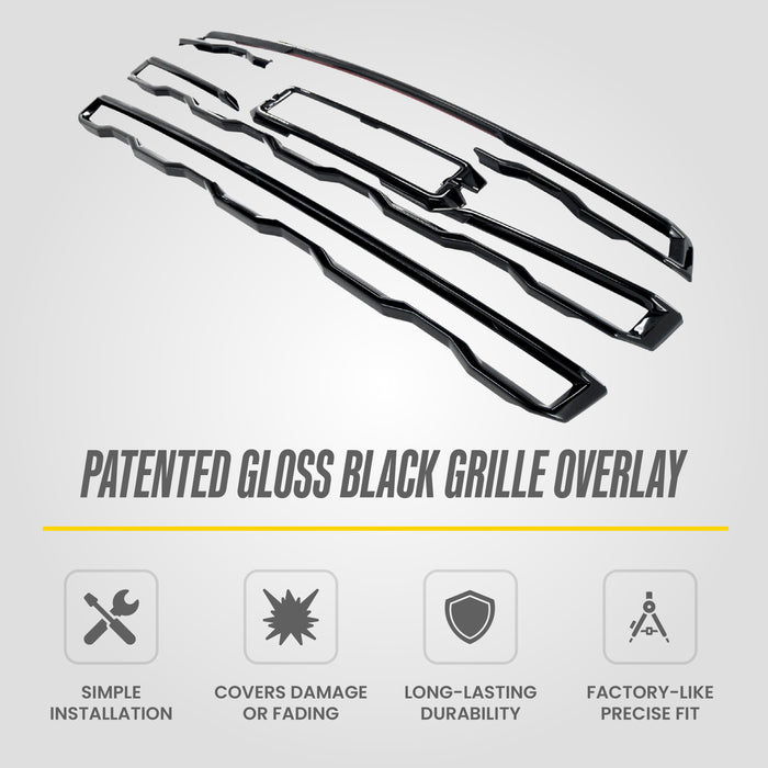Chrome Delete Gloss Black Grille Overlay | GMC Acadia AT4 2024-2025 | ABS6861BLK