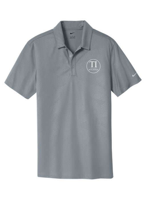 Gray polo shirt with a TI Holdings logo on a white background