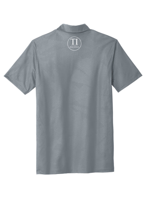 Gray polo shirt with a TI Holdings logo on a white background