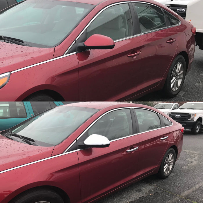 Hyundai Sonata before and after chrome accessories