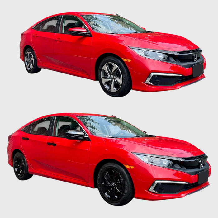 red honda civic before and after chrome delete accessories installed