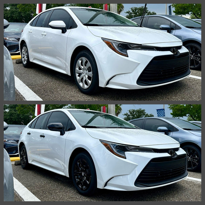 white toyota before and after chrome delete accessories installed