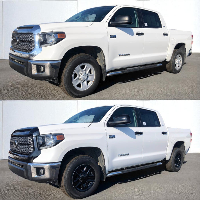 Toyota Tundra before and after chrome delete trim accessories
