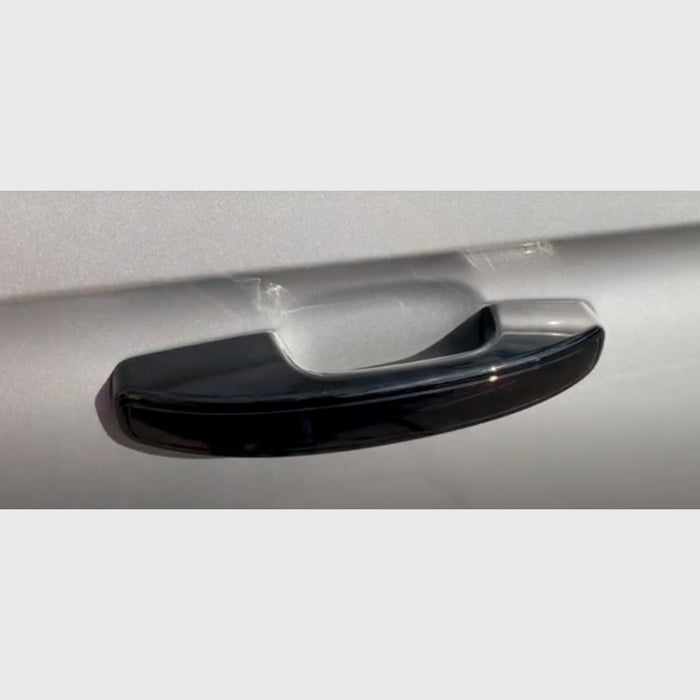 close up chrome delete door handle cover installed