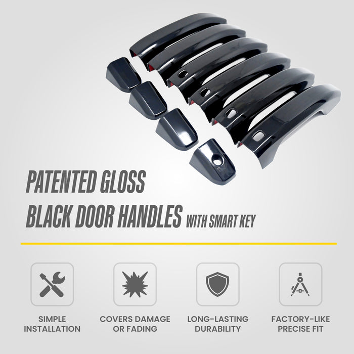 Trim Illusion DH6310BLK Chrome Delete Door Handle Cover for  Chevrolet/GMC 19-26 Silverado, Suburban/Tahoe, Sierra, Yukon/XL, and more. - Snap-on W/Tape Gloss Black ABS Plastic 10 PCS kit US Patented