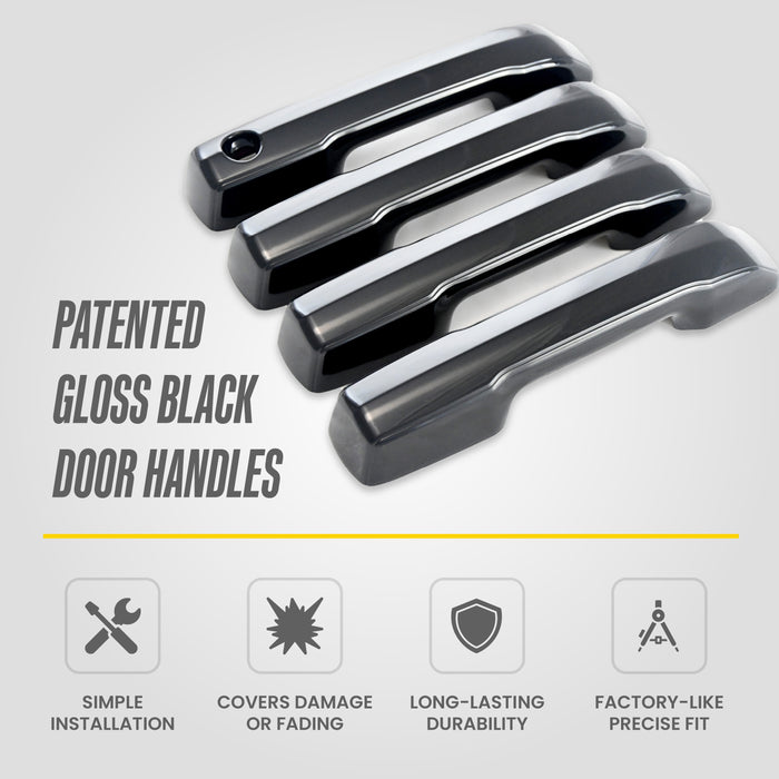 Trim Illusion DH6333BLK Chrome Delete Door Handle Cover for 25-26 Toyota 4Runner - Snap-on W/Tape Gloss Black ABS Plastic 4 PCS Kit U.S. Patented
