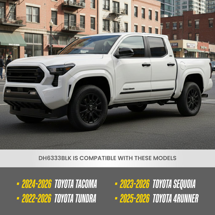 Trim Illusion DH6333BLK Chrome Delete Door Handle Cover for 24-26 Toyota Tacoma - Snap-on W/Tape Gloss Black ABS Plastic 4 PCS Kit U.S. Patented