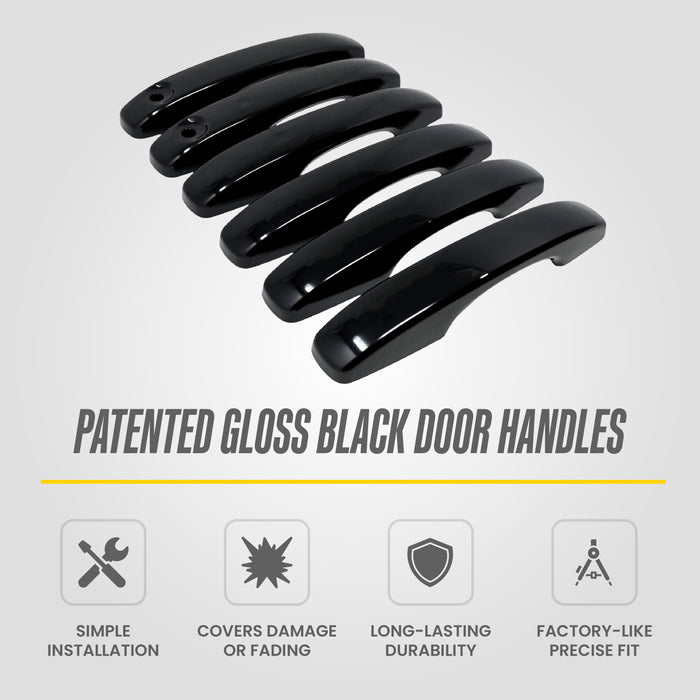 Trim Illusion DH6343BLK Chrome Delete Door Handle Cover for 24-26 Ford Ranger | Fits XL, XLT, Raptor and Lariat. Snap-on W/Tape Gloss Black ABS Door Handle Cover 6 PCS kit. U.S. Patented
