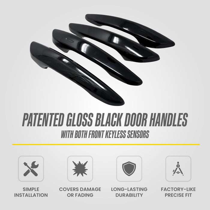 Trim Illusion DH6344BLK Chrome Delete Door Handle Cover for 2020-2026 Mazda 3  Snap-on W/Tape Gloss Black ABS Door Handle Cover 4 PCS U.S. Patented