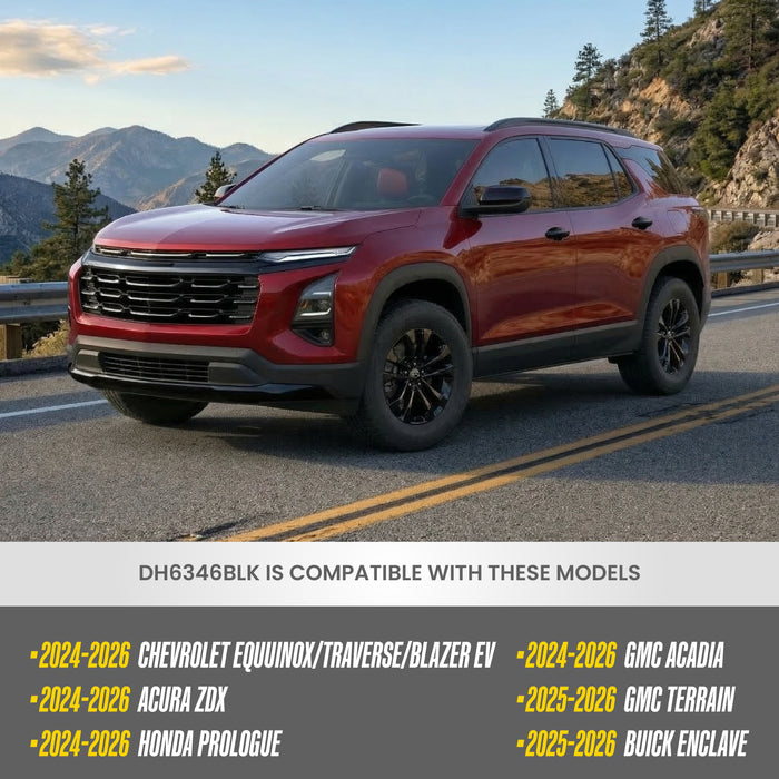 Chrome Delete Door Handle Covers for 2024-2026 Chevrolet Traverse - Gloss Black Trim Overlay