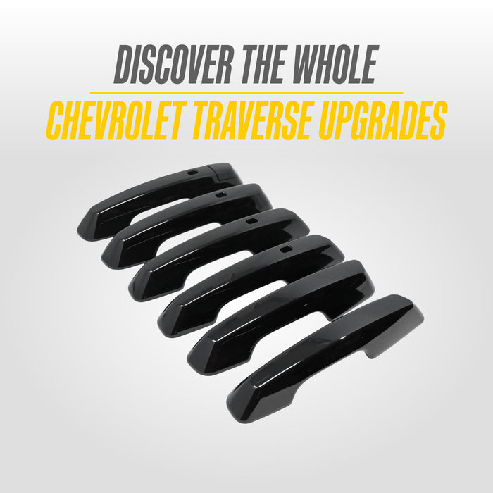 Chrome Delete Door Handle Covers for 2024-2026 Chevrolet Traverse - Gloss Black Trim Overlay