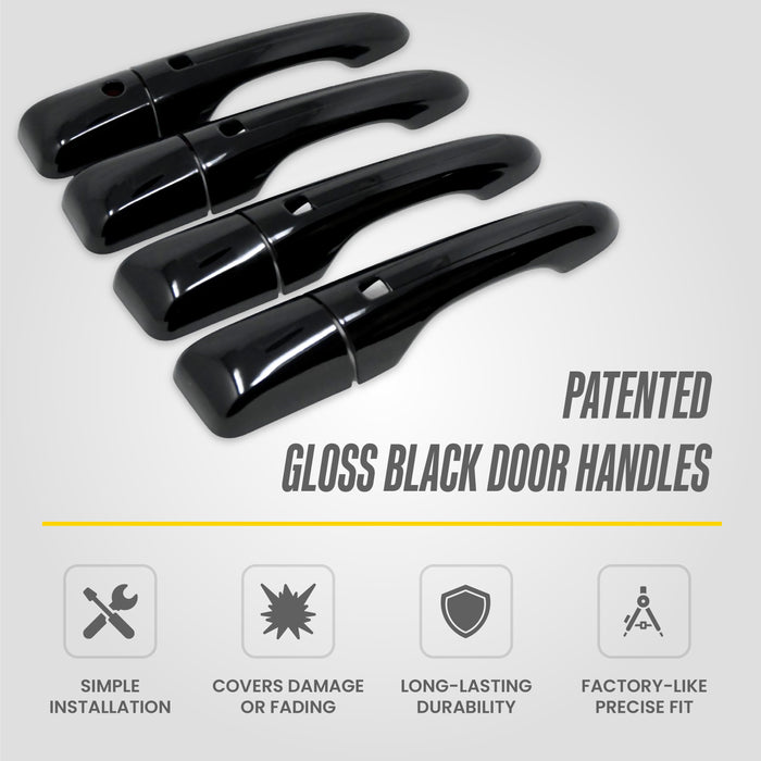Trim Illusion Snap-on Door Handle Covers Gloss Black Overlay with Smart Key Cutouts, 8 Piece Set   2017-2026 Chrysler Pacifica - DH6353BLK