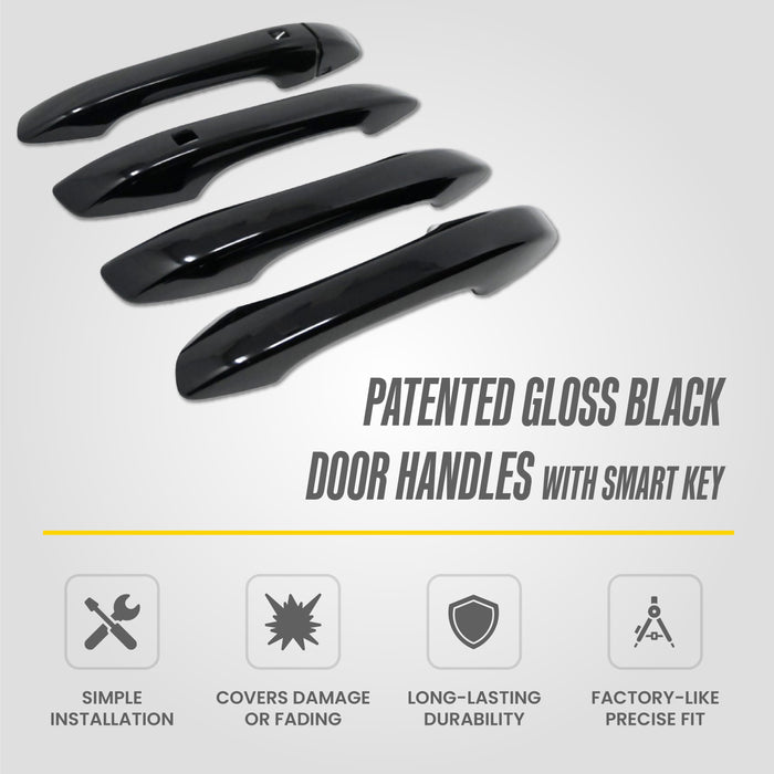 Trim Illusion DH6355BLK Chrome Delete Door Handle Cover for 21-26 Kia K5 | Fits LX, GT, LXS, EX and GT-Line. Snap-on W/Tape Gloss Black ABS Door Handle Cover 8 PCS kit. U.S. Patented