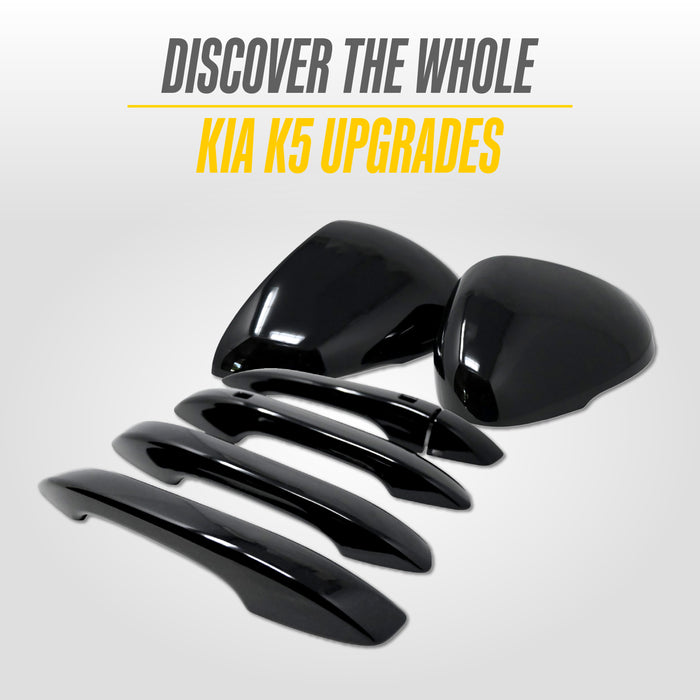 Trim Illusion DH6355BLK Chrome Delete Door Handle Cover for 21-26 Kia K5 | Fits LX, GT, LXS, EX and GT-Line. Snap-on W/Tape Gloss Black ABS Door Handle Cover 8 PCS kit. U.S. Patented