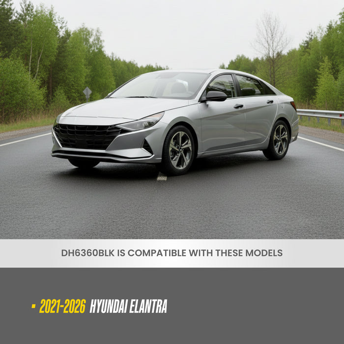 Snap-on Door Handle Covers Compatible, Gloss Black Overlay with Smart Key Cutouts (Front Doors), 8 Piece Set 2021-2026 Hyundai Elantra