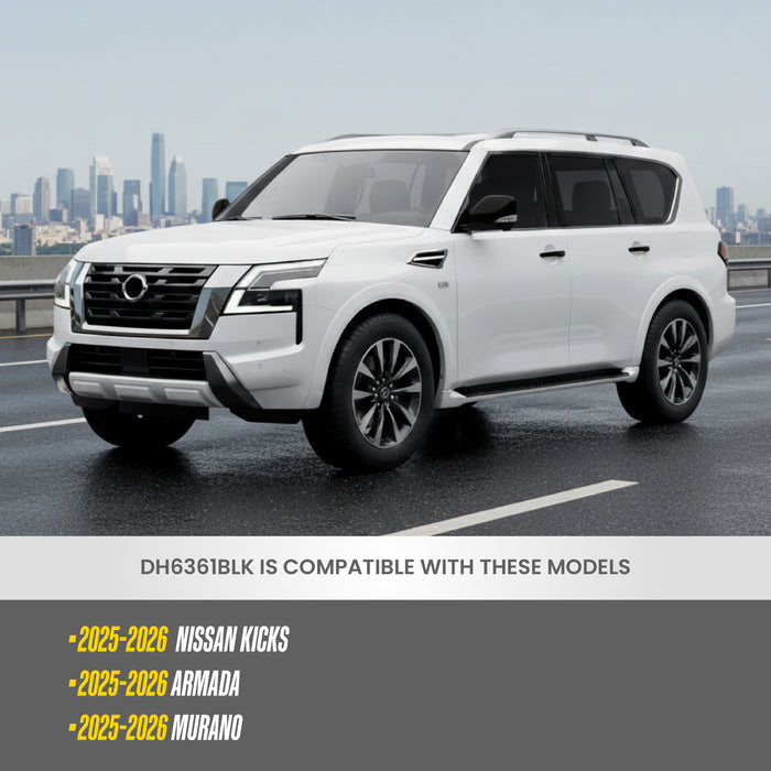 Chrome Delete Door Handles for 2025–2026 Nissan Armada – Gloss Black Blackout Trim Accessory