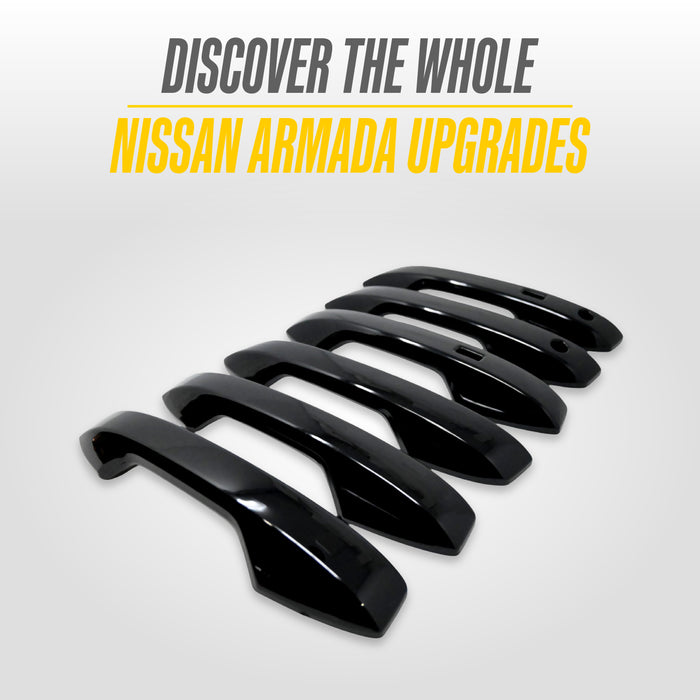 Chrome Delete Door Handles for 2025–2026 Nissan Armada – Gloss Black Blackout Trim Accessory