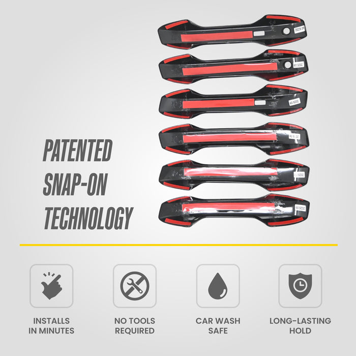 Snap-on Door Handle Covers, Gloss Black Overlay with 2 Smart Key Cutouts, 8 PC - Nissan Kicks  2025-2026 - DH6361BLK