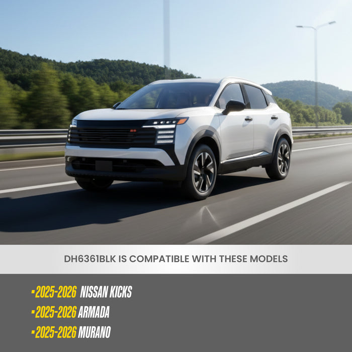 Snap-on Door Handle Covers, Gloss Black Overlay with 2 Smart Key Cutouts, 8 PC - Nissan Kicks  2025-2026 - DH6361BLK