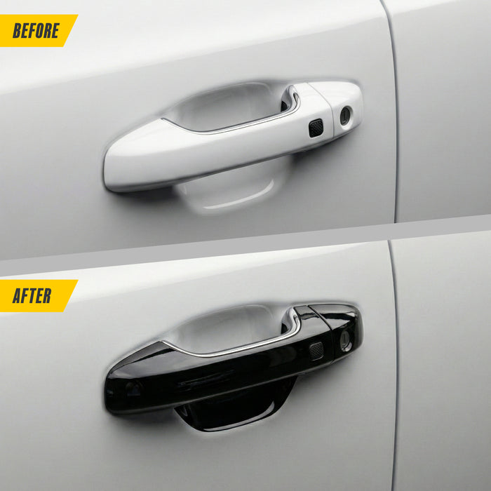 Snap-on Door Handle Covers Gloss Black Overlay with Smart Key Cutouts - 8 PC - DH6363BLK