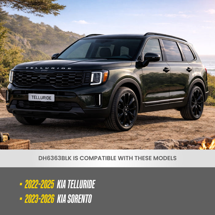 Snap-on Door Handle Covers Gloss Black Overlay with Smart Key Cutouts - 8 PC - DH6363BLK