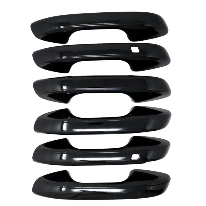 Snap-on Door Handle Covers Gloss Black Overlay with Smart Key Cutouts - 8 PC - DH6363BLK