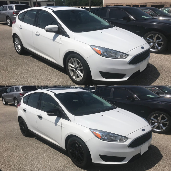 Ford Focus before and after chrome delete trim