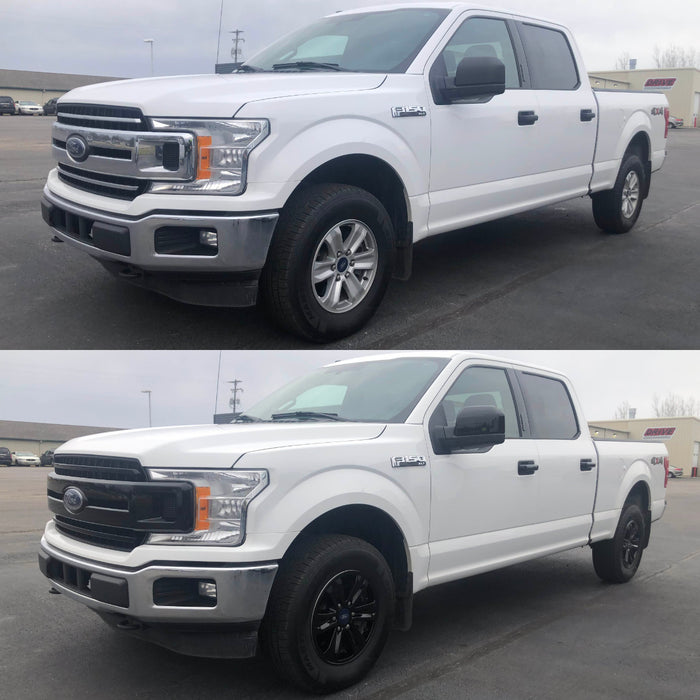 Ford F-150 before and after chrome delete trim accessories